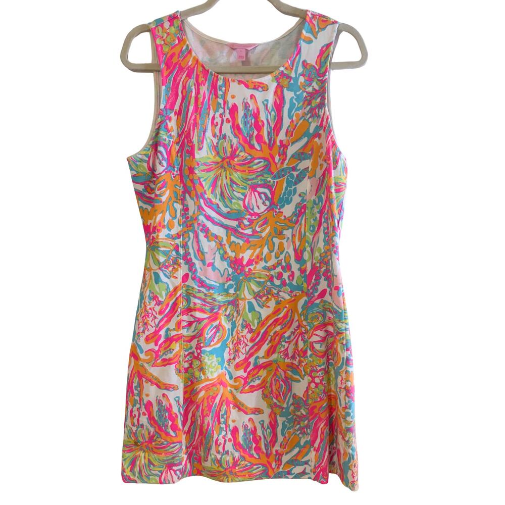 Lilly Pulitzer Shift Dress Whiting Cutout Underwater Scuba to Cuba Size Large